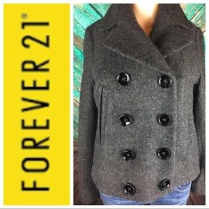 Forever 21 Wool Blend Cropped Pea Coat